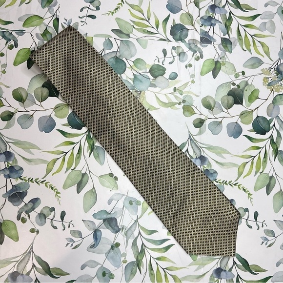 Christian Dior Gold & Black Geometric Printed Silk Neck Tie - Picture 1 of 7